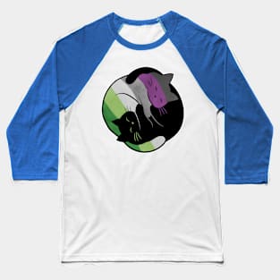 Aroace Yin Yang Cat LGBT Asexual Aromantic Pride Flag Baseball T-Shirt